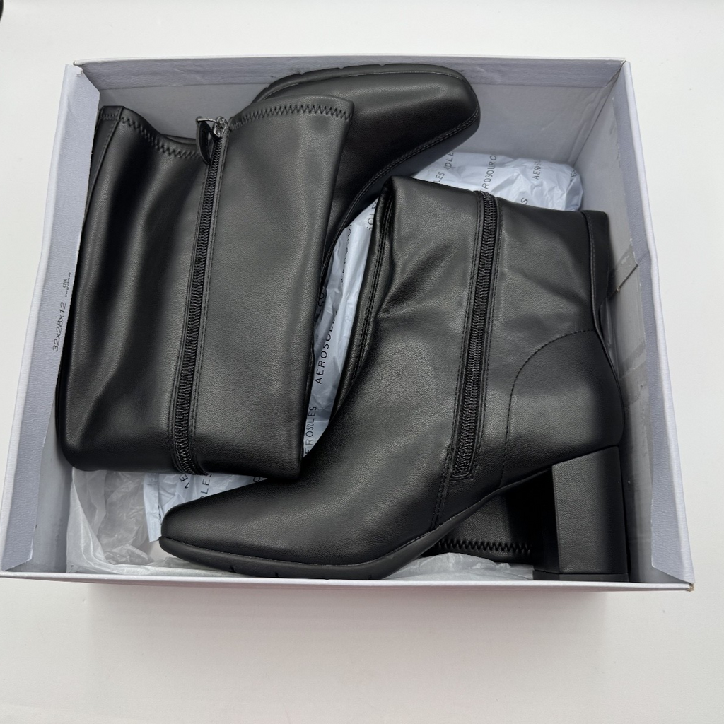 Aerosoles Micah Women's Knee High Boots Black Leather, Size 7M NIB