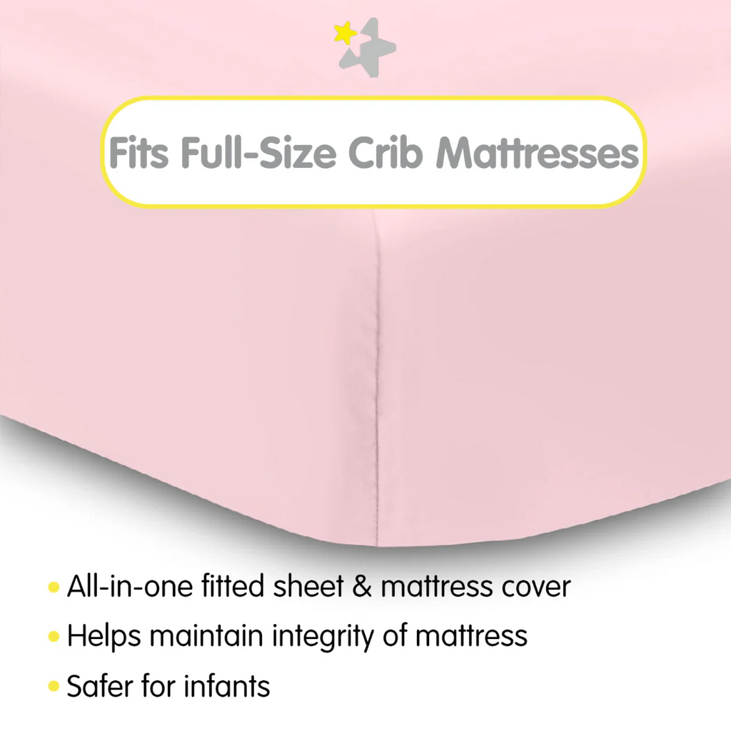 BreathableBaby All-in-One Fitted Sheet & Waterproof Cover Light Pink 2 Pack New