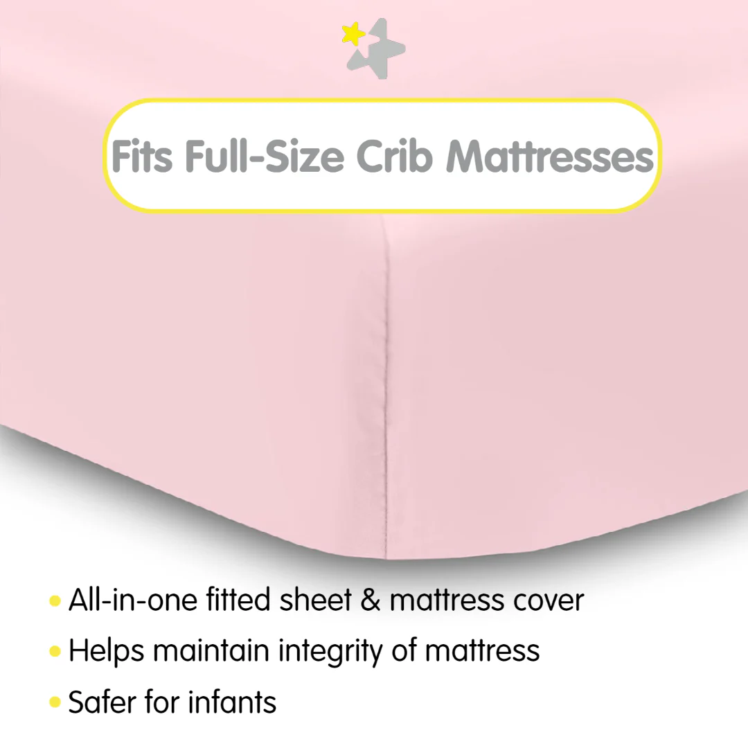 BreathableBaby All-in-One Fitted Sheet & Waterproof Cover Light Pink 2 Pack New