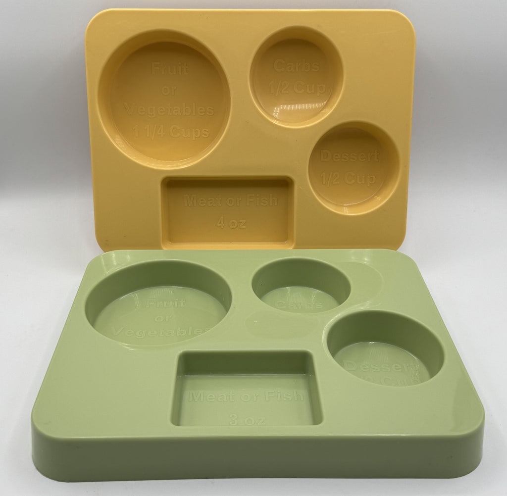 2 Perfect Portion Food Separation Plates Tray for Weight Loss Nutrition Vintage
