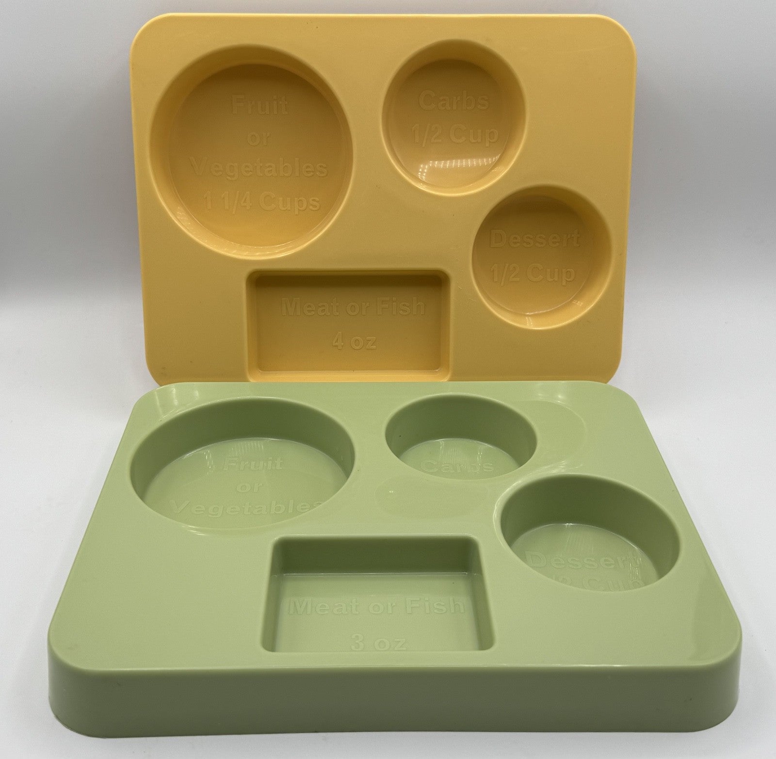 2 Perfect Portion Food Separation Plates Tray for Weight Loss Nutrition Vintage