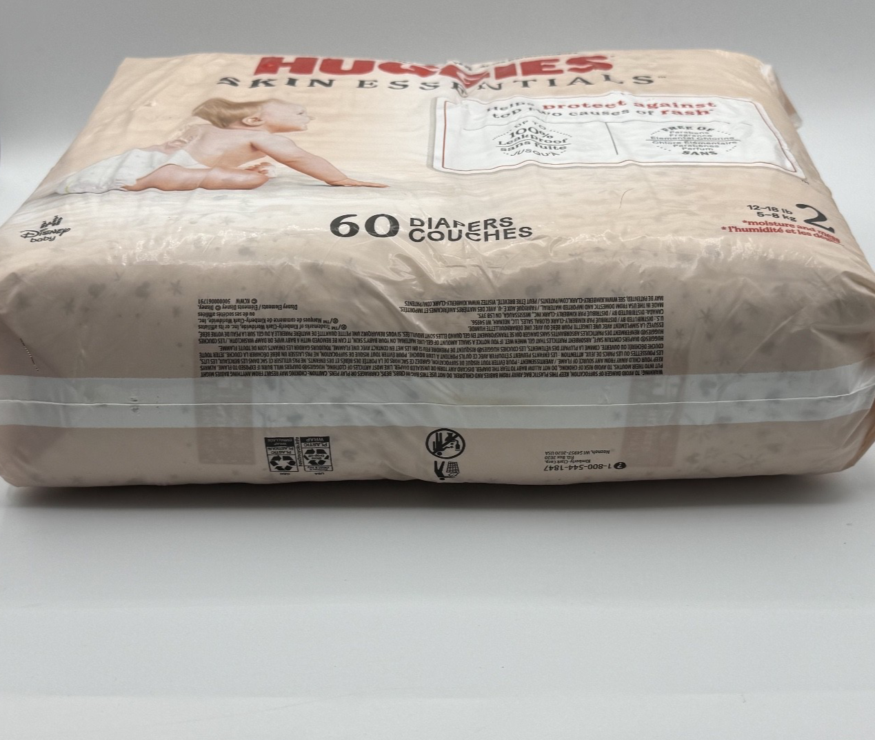 Huggies Skin Essentials Luxury Diapers, 60 Count, Size 2, New