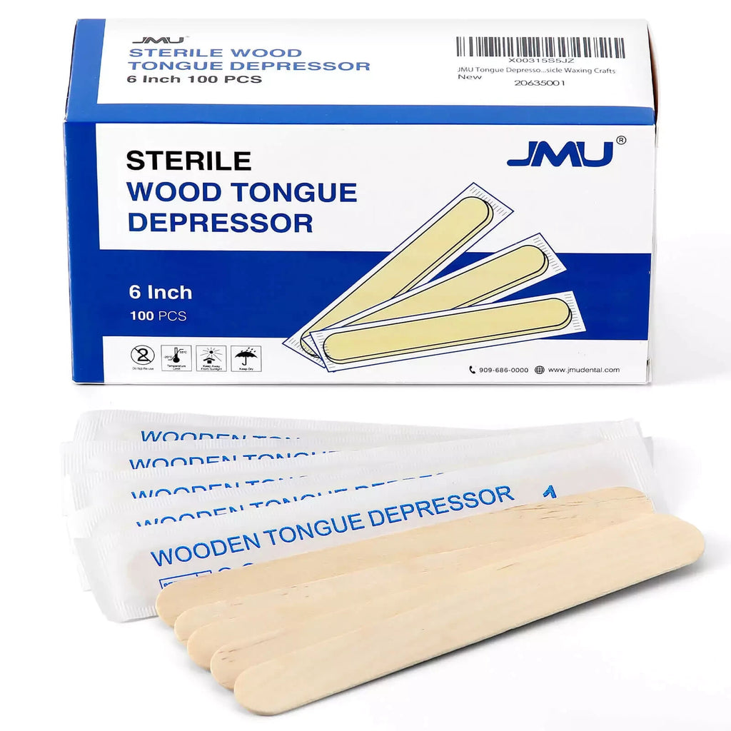 JMU Sterile Wooden Tongue Depressor 6'' Waxing Spatula/craft Stick Craft 100 pc.