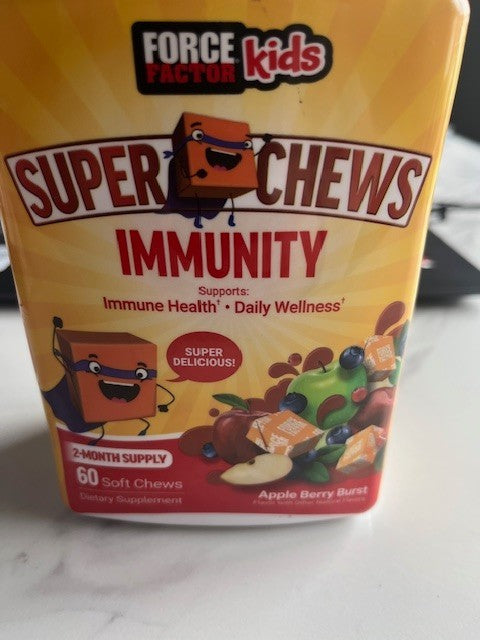 Force Factor Kids Super Chews Immune Support 60 APPLE BERRY BURST 04/26 SEALED