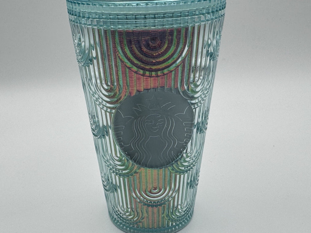 Starbucks 2022 Green Turquoise Iridescent Grande Tumbler w/ NEW Green Straw