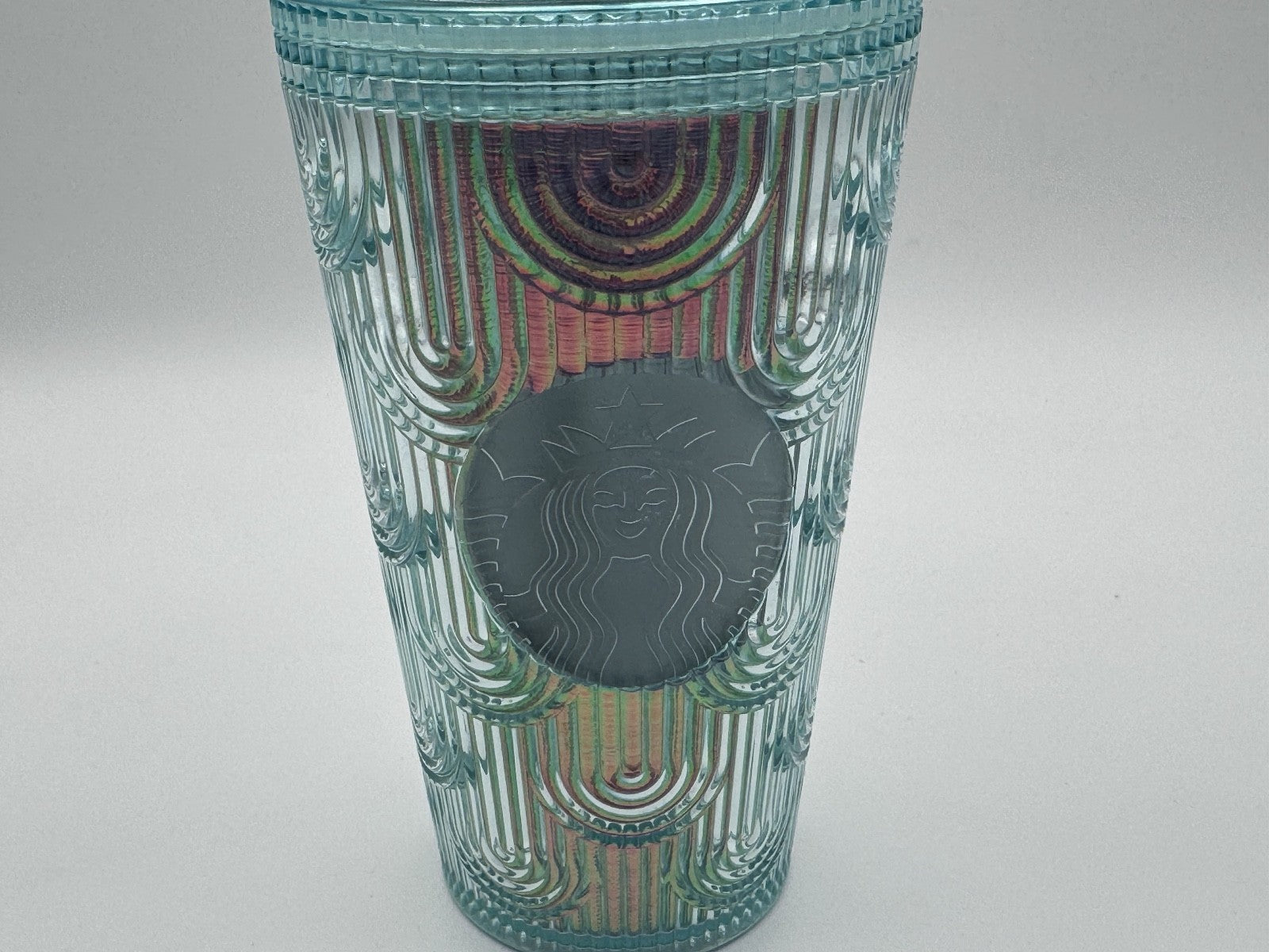 Starbucks 2022 Green Turquoise Iridescent Grande Tumbler w/ NEW Green Straw