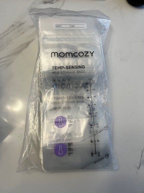 Mom Cozy Breast Milk Storage Bags 6 oz - 60 Pack, Temperature Sensing, New