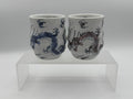 Authentic Japanese Yunomi Tea Cups Red & Blue Set, Collectable Asian Set, New