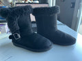 The Childrens Place Girls Buckle Faux Fur Chalet Boots Black Youth Girls Size 13