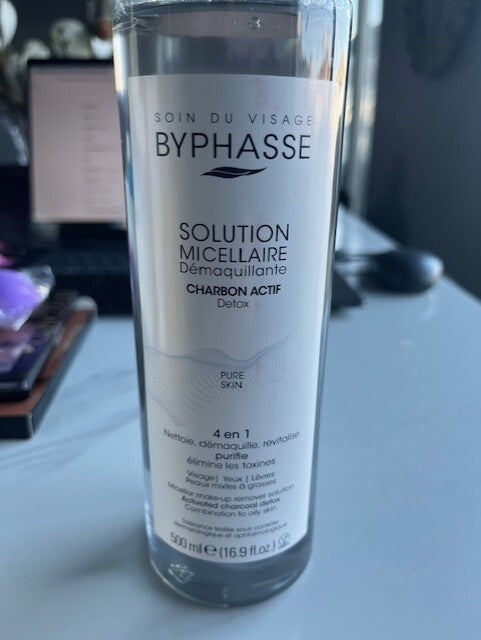 BYPHASSE Solution Micellaire Charbon Actif Detox Pure Skin Spain 16.9oz 6/27 NEW