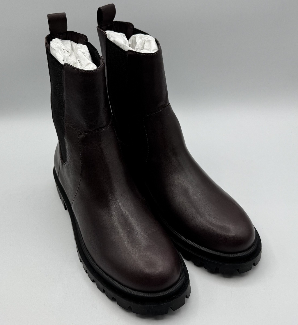 Arezzo Bota Salto Baixo Couros Atanado Soft Grape Brown Leather NIB Size 7.5 003