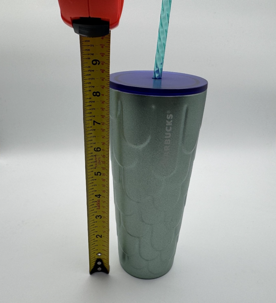 Starbucks Mermaid Scales Green Textured Metal 24oz Tumbler  w/ New Straw + Lid