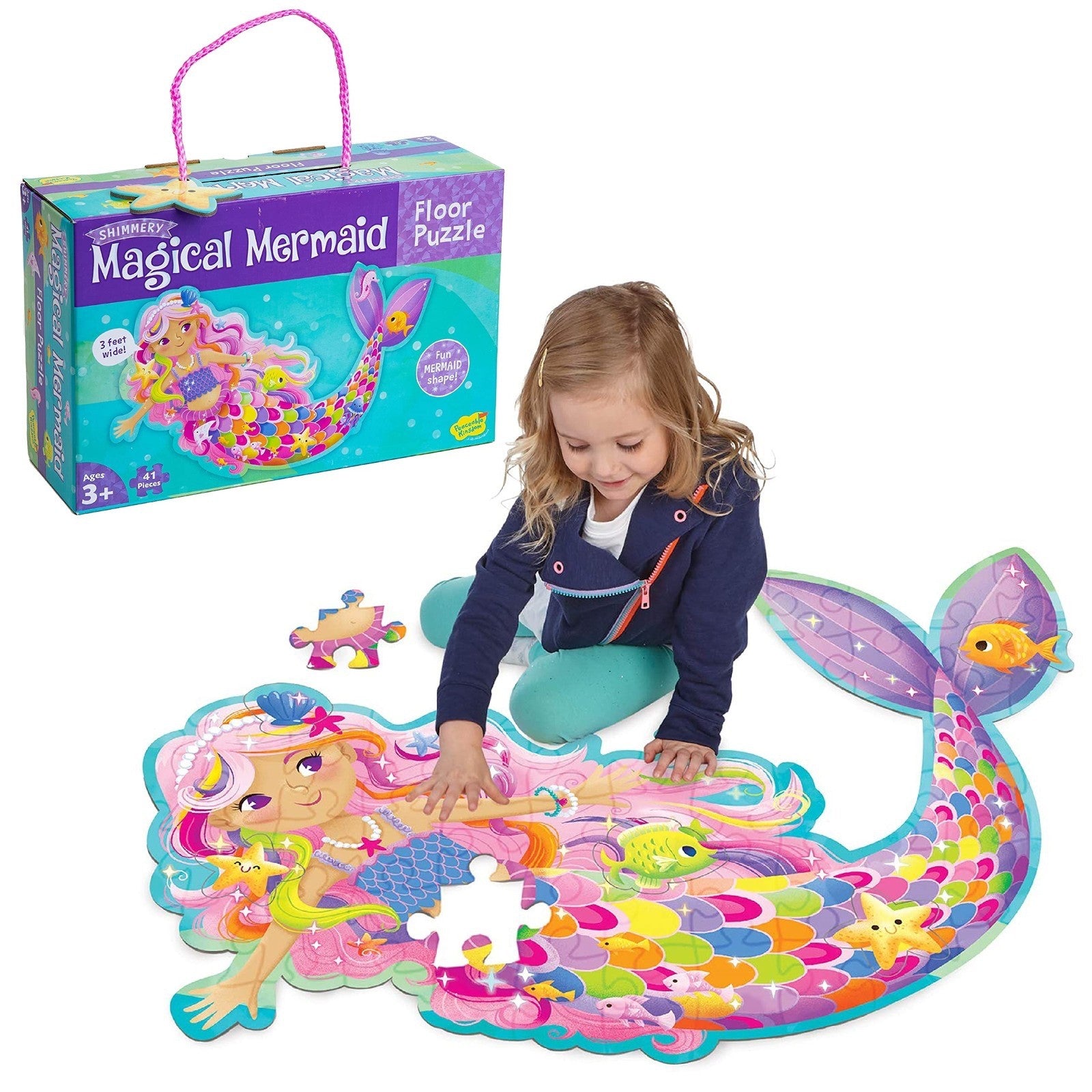Magical Mermaid Floor Puzzle  Shimmery Fun for Kids and Family Activities NIB