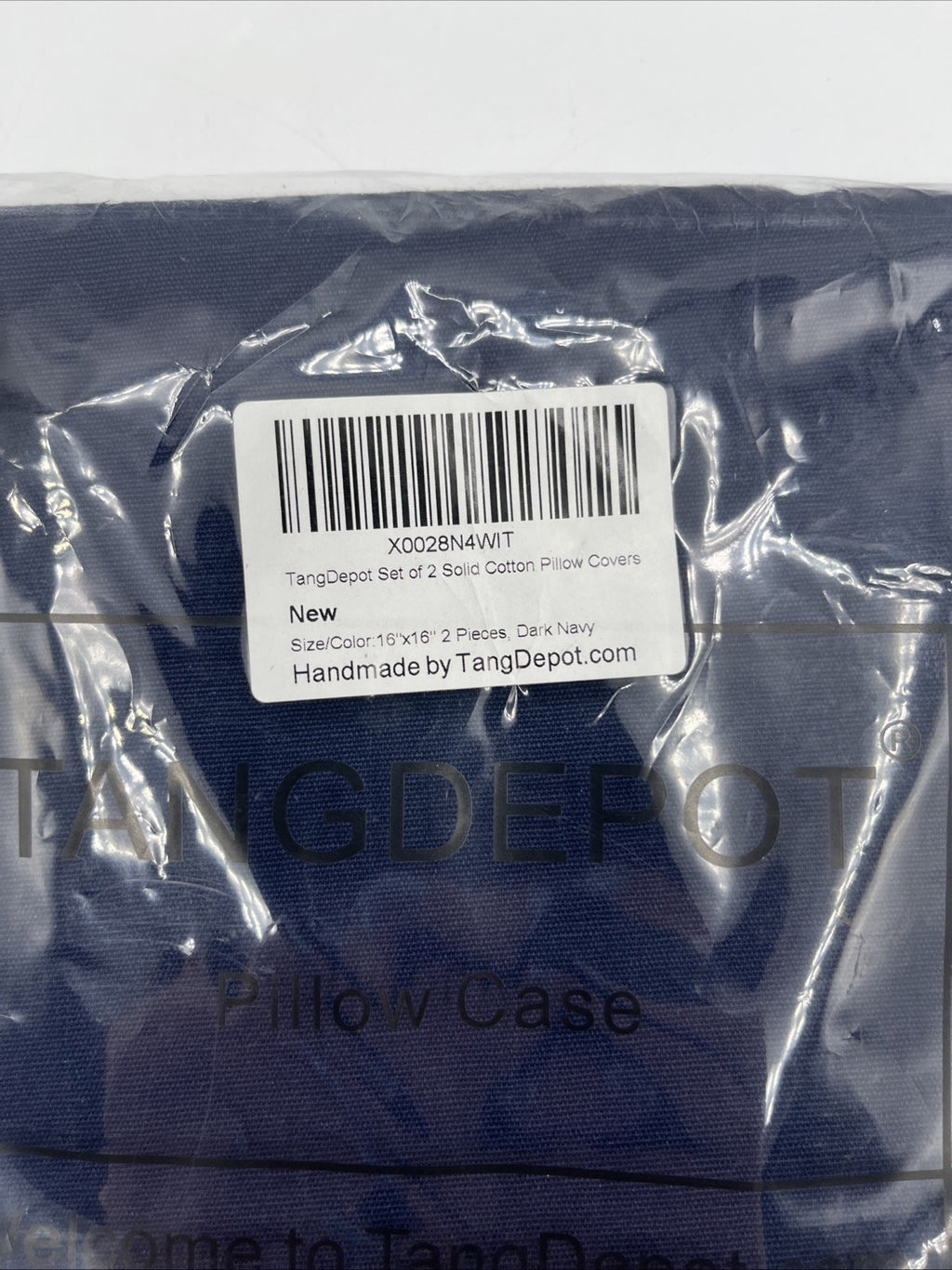 2 pk. Tangdepot Pillow Case 16”x 16” Solid Cotton Pillow Covers Navy Blue, NEW