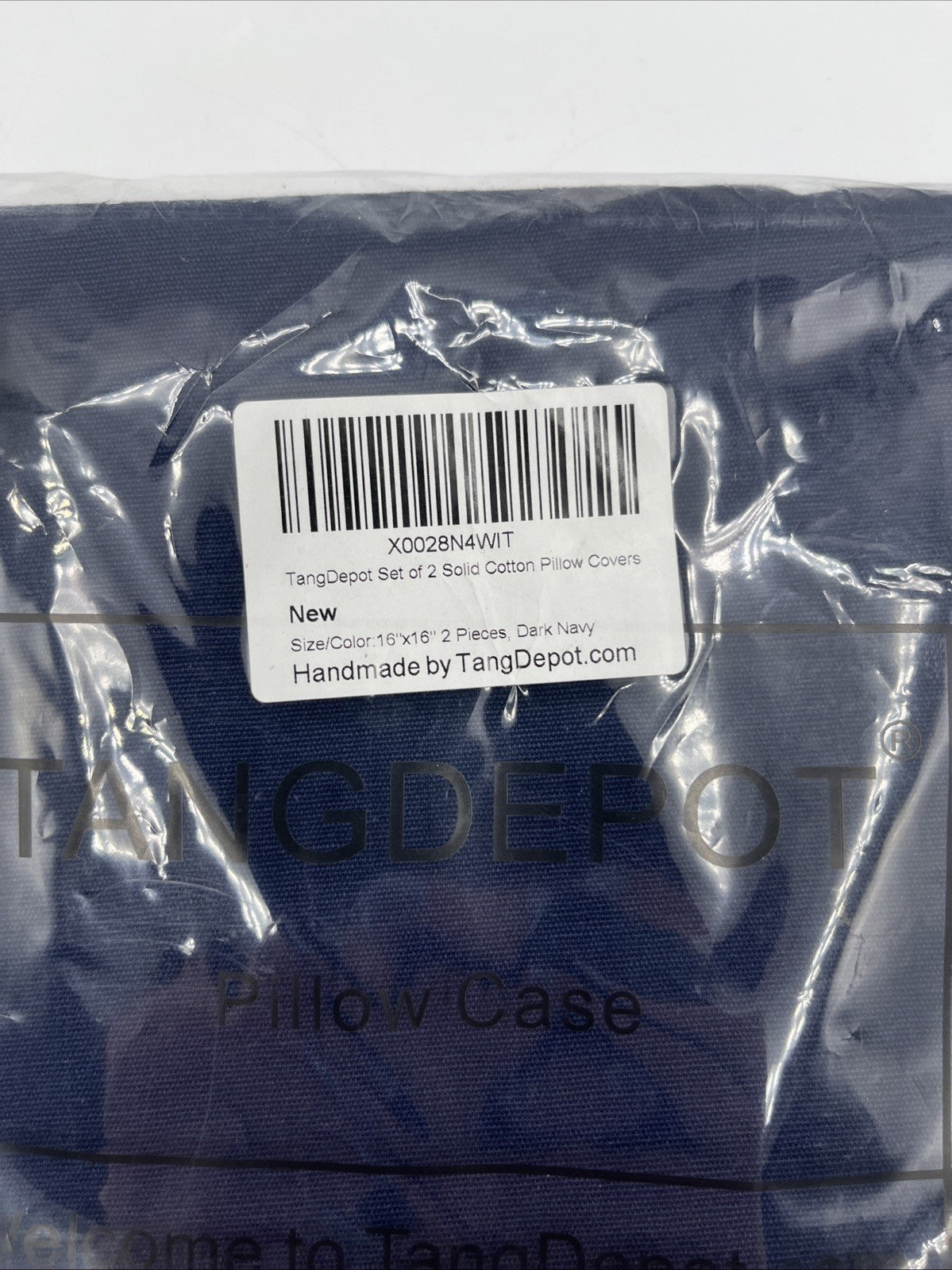 2 pk. Tangdepot Pillow Case 16”x 16” Solid Cotton Pillow Covers Navy Blue, NEW