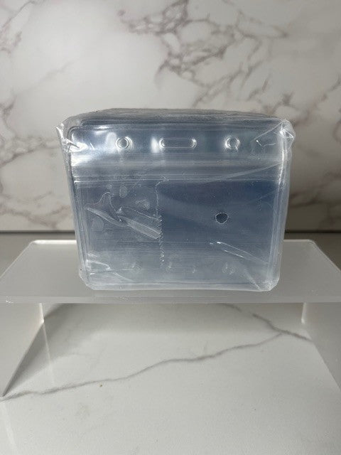Clear Horizontal ID Badge Holder, Plastic, Standard Size, 50 Pieces - New Sealed