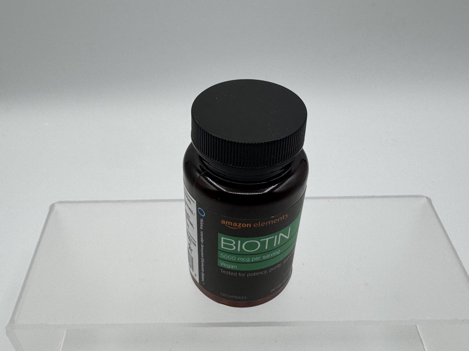 Amazon Elements Vegan Biotin 5000 mcg for Hair, Skin, Nails, 130ct, Sealed New