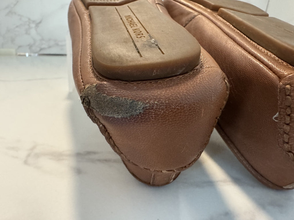 MICHAEL KORS Lillie Moccasin Luggage Brown Flats Ballet Shoes Women's 9.5