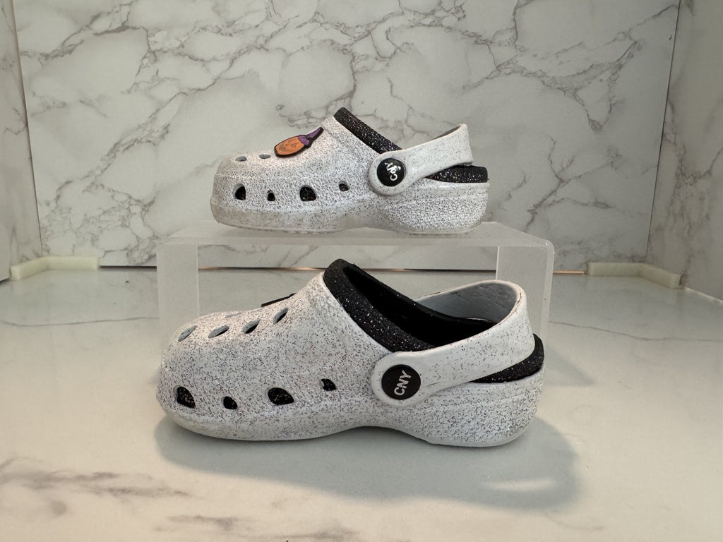 Croc Style Clog Capelli NY Halloween JackOLantern Glitter Sz 7- Preowned
