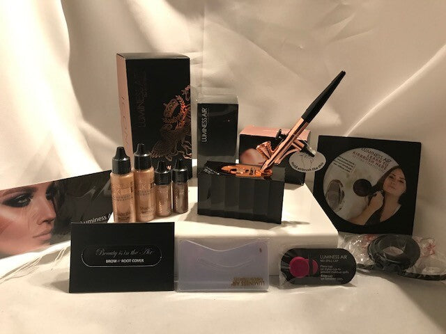 Luminess Air Airbrush ICON Makeup System No drip Stylus 3pc Med Kit & Brow Kit 