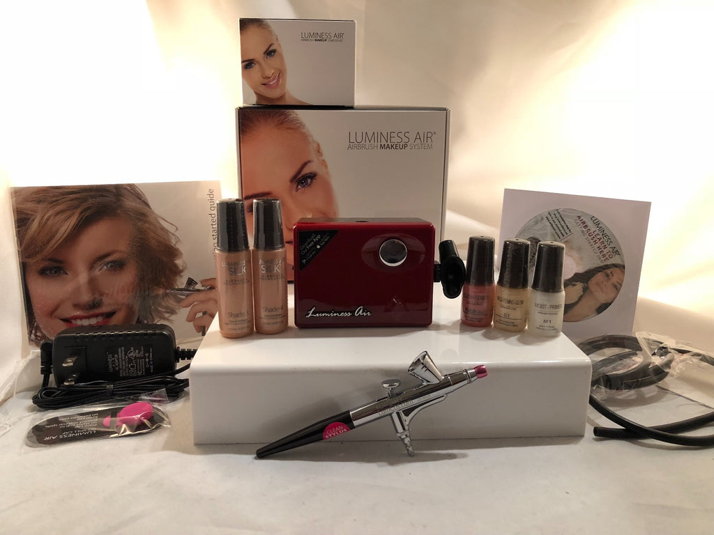 Luminess Air Airbrush System Legend Red Pink Tip No Drip Stylus 5pc Med Makeup 