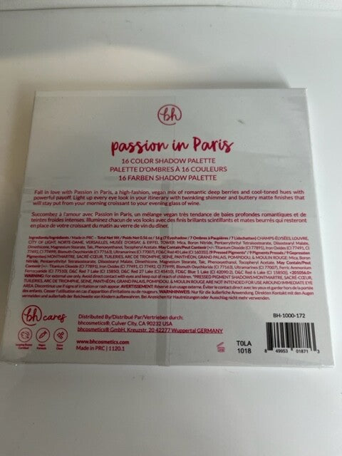 Bh Cosmetics Passion In Paris Eyeshadow Palette W/ Free Eye Shadow Brush NIB