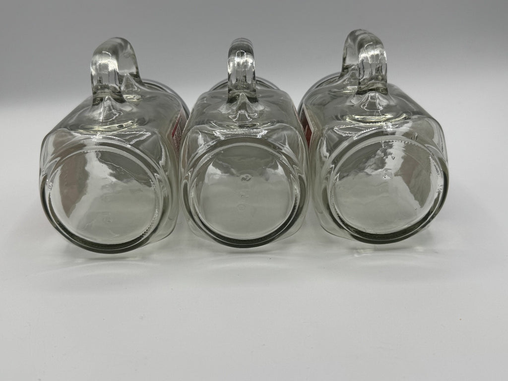 3-Vintage Blackburns Apple Jelly Jar Classic Clear Drink Mug W/Handle 12oz w/Lid