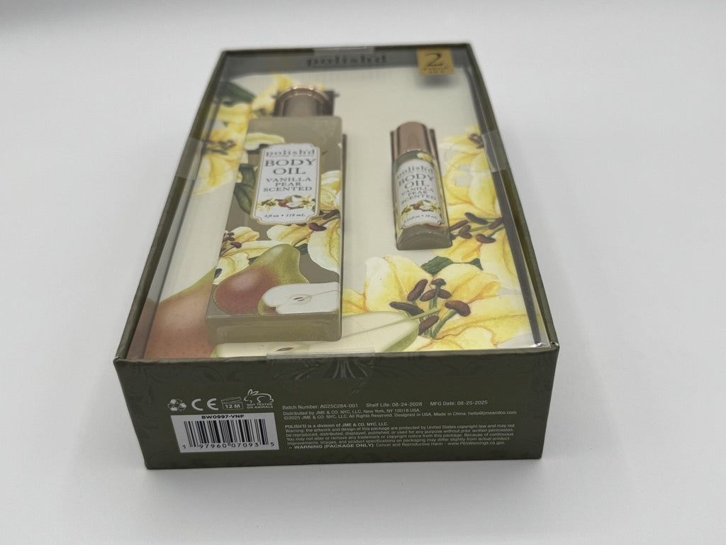 Polish'd Winter Gardenia Body Oils Rollerball 2pc Set Vanilla Pear, NIB SEALED