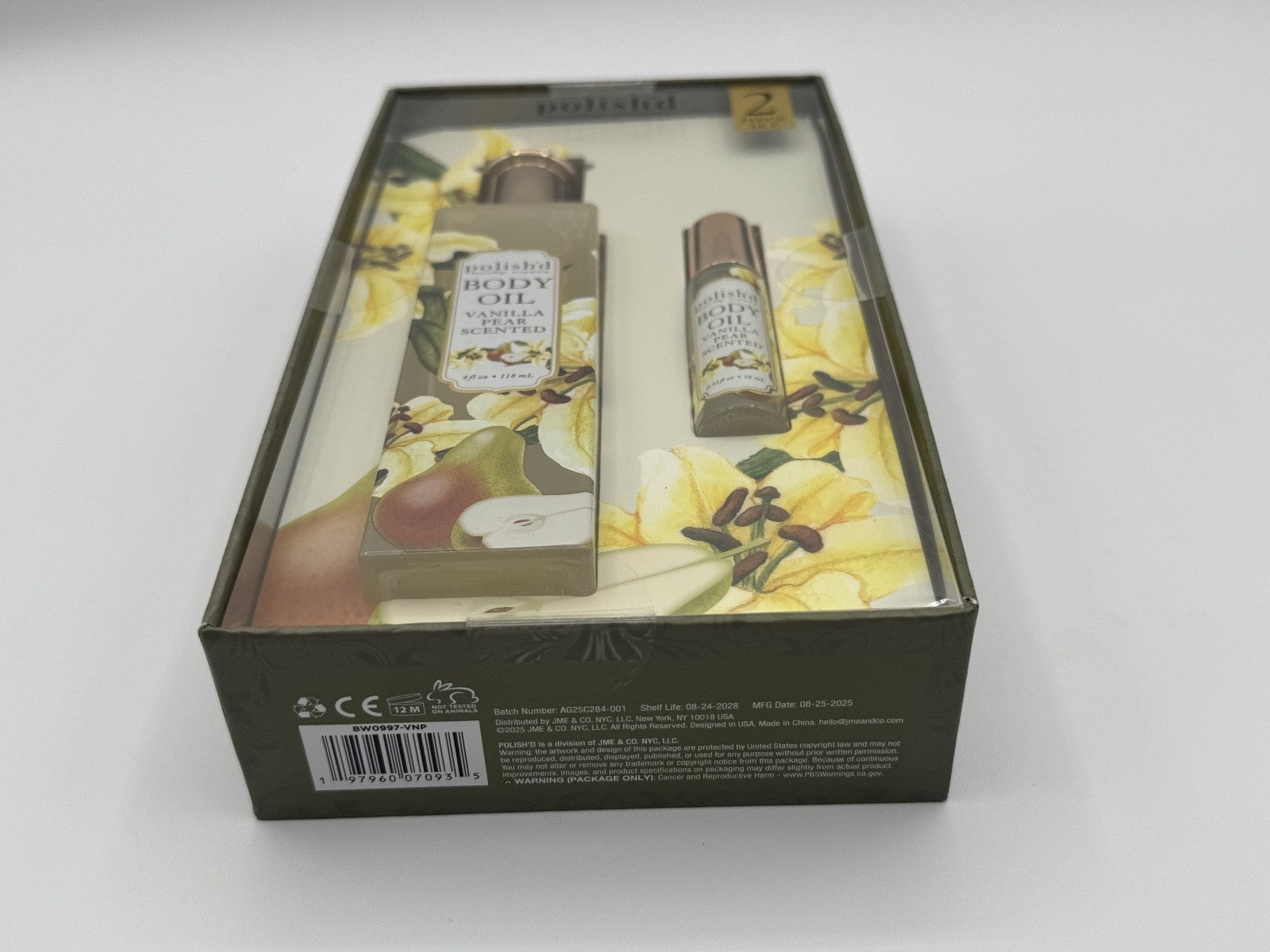 Polish'd Winter Gardenia Body Oils Rollerball 2pc Set Vanilla Pear, NIB SEALED