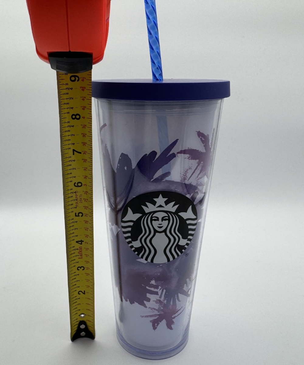 Starbucks Cold Cup Tumbler Purple Lavender Watercolor Flower Floral w/ New Straw