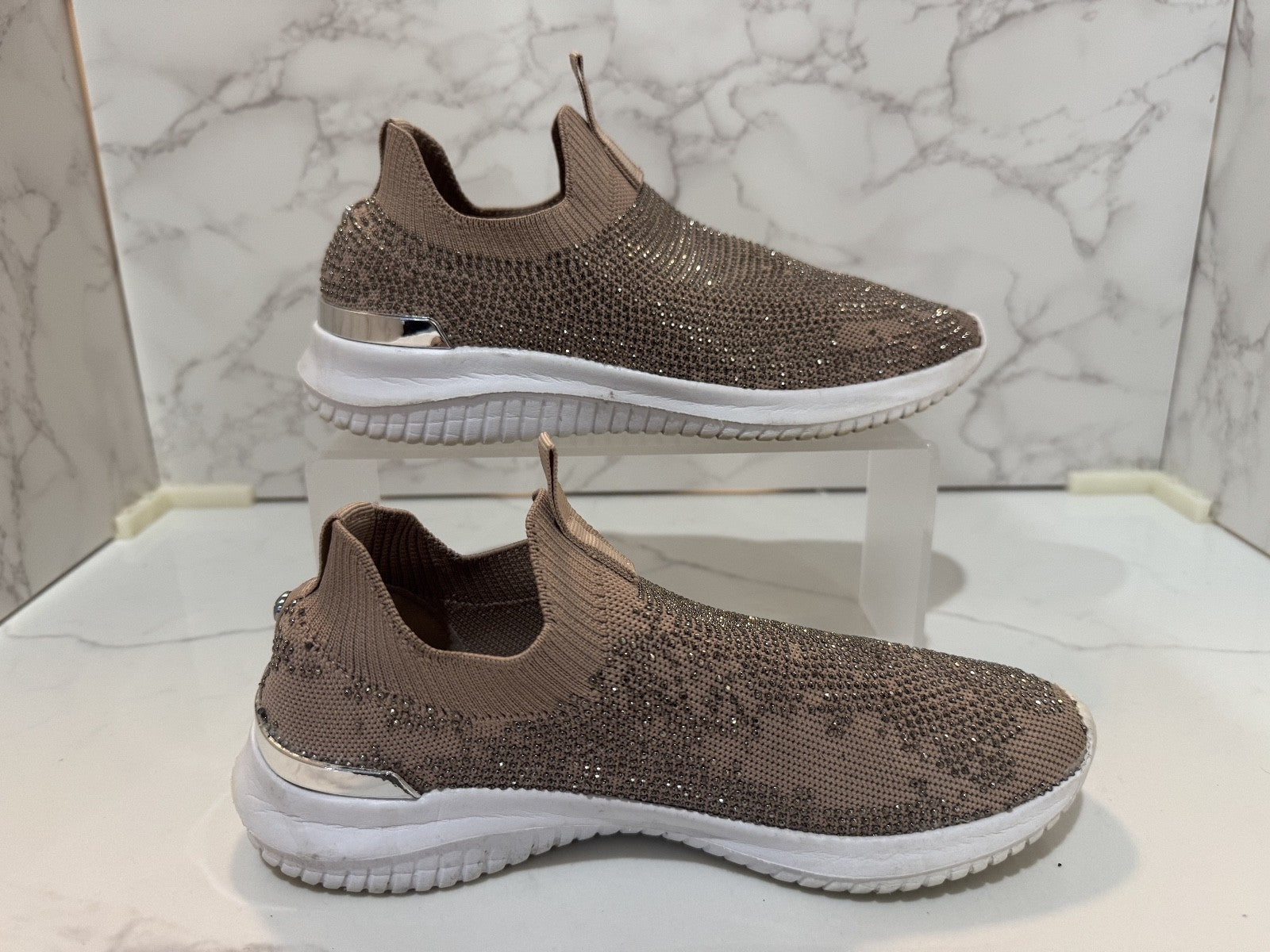 Women's Anne Klein Flex Rose Gold Sparkle Shoes Slip on Size 6M,Pre-owned, READ