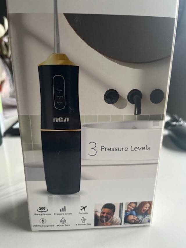 RCA Portable Water Flosser Healthier Teeth & Gum 3 Levels Rechargeable,  4 Tips