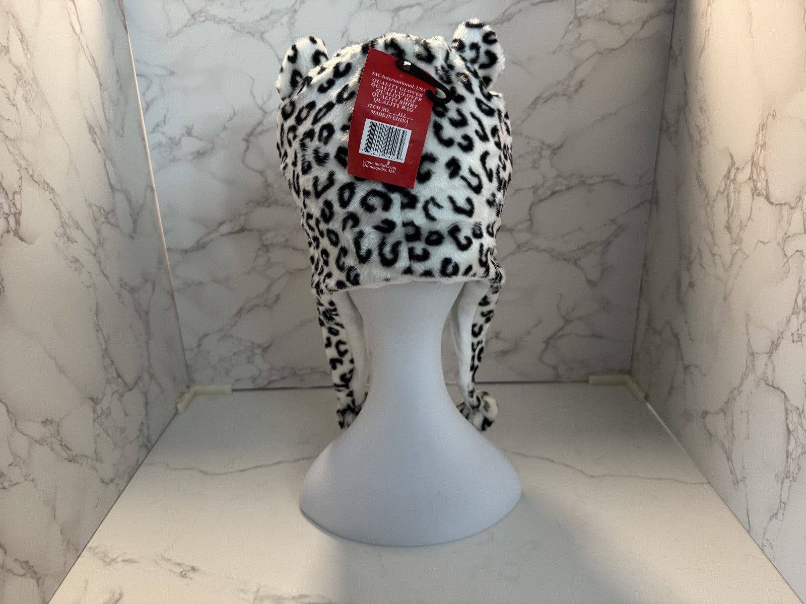 Snow Leopard Soft Winter Plush Hat Kids & Adults Christmas Hoilday, Cold Weather