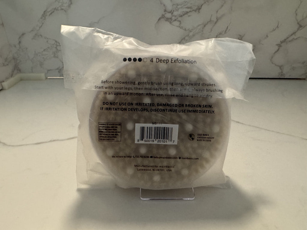 MainBasics Dry Skin Body Brush, Wood Handle, Soft Massage Bristles, Cellulite