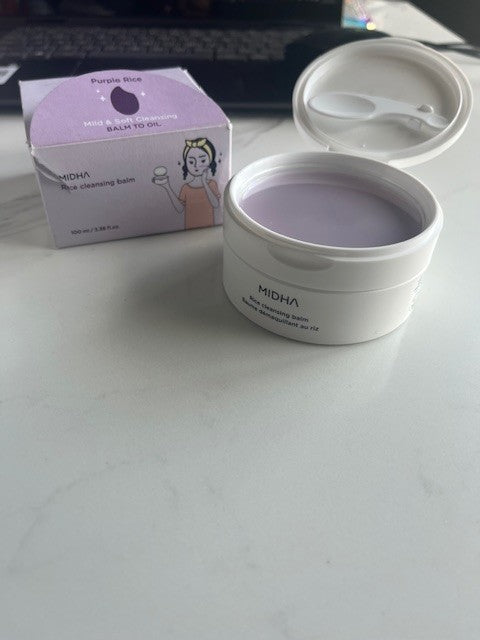 MIDHA Purple Rice  Mild & Soft Cleaning Balm To Oil Face Skin Vegan Exp 6/27