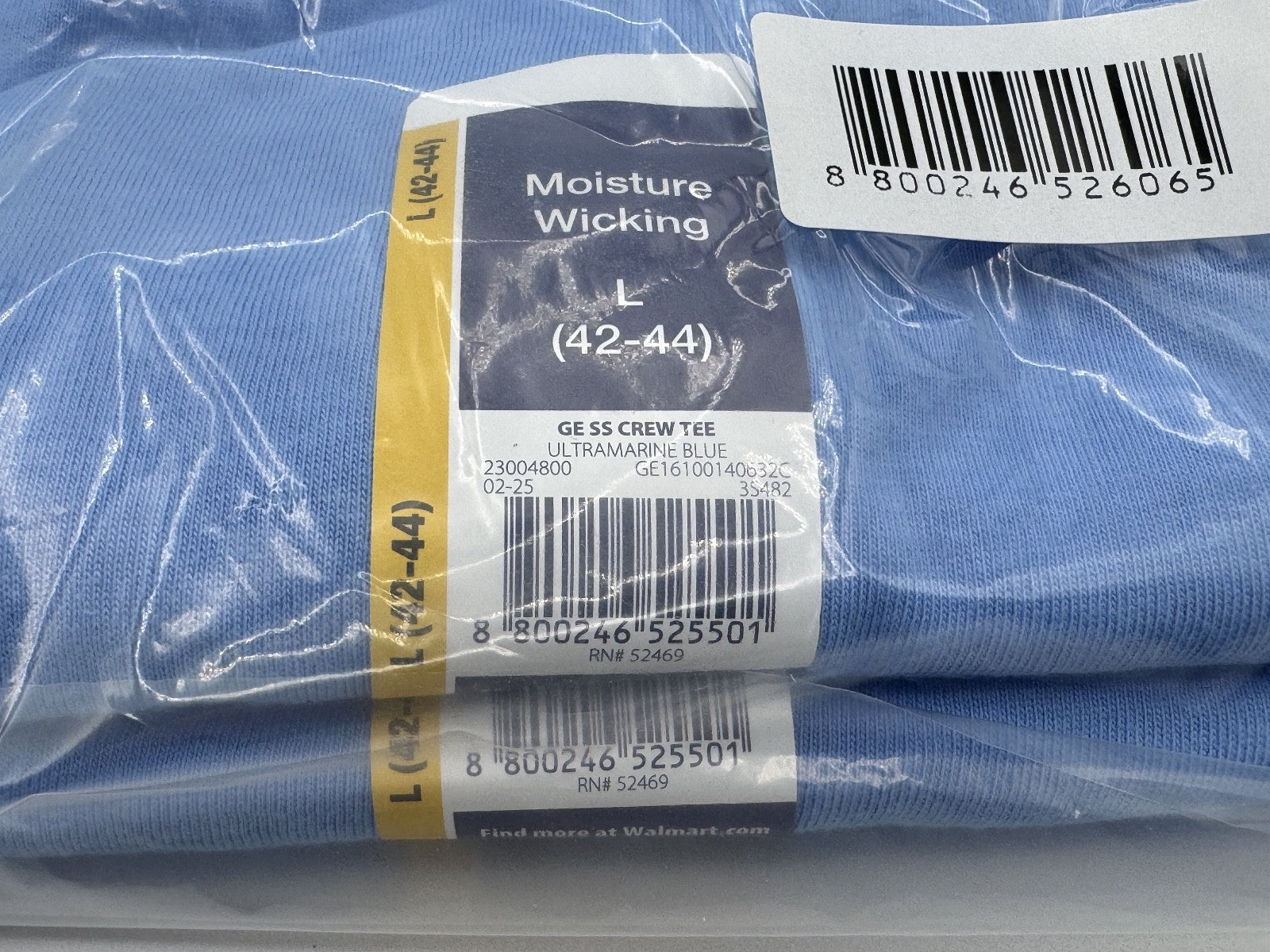 2 pk- George Men's Blank T-Shirt, Large (42-44), Crewneck, SOLID Light Blue, NWT
