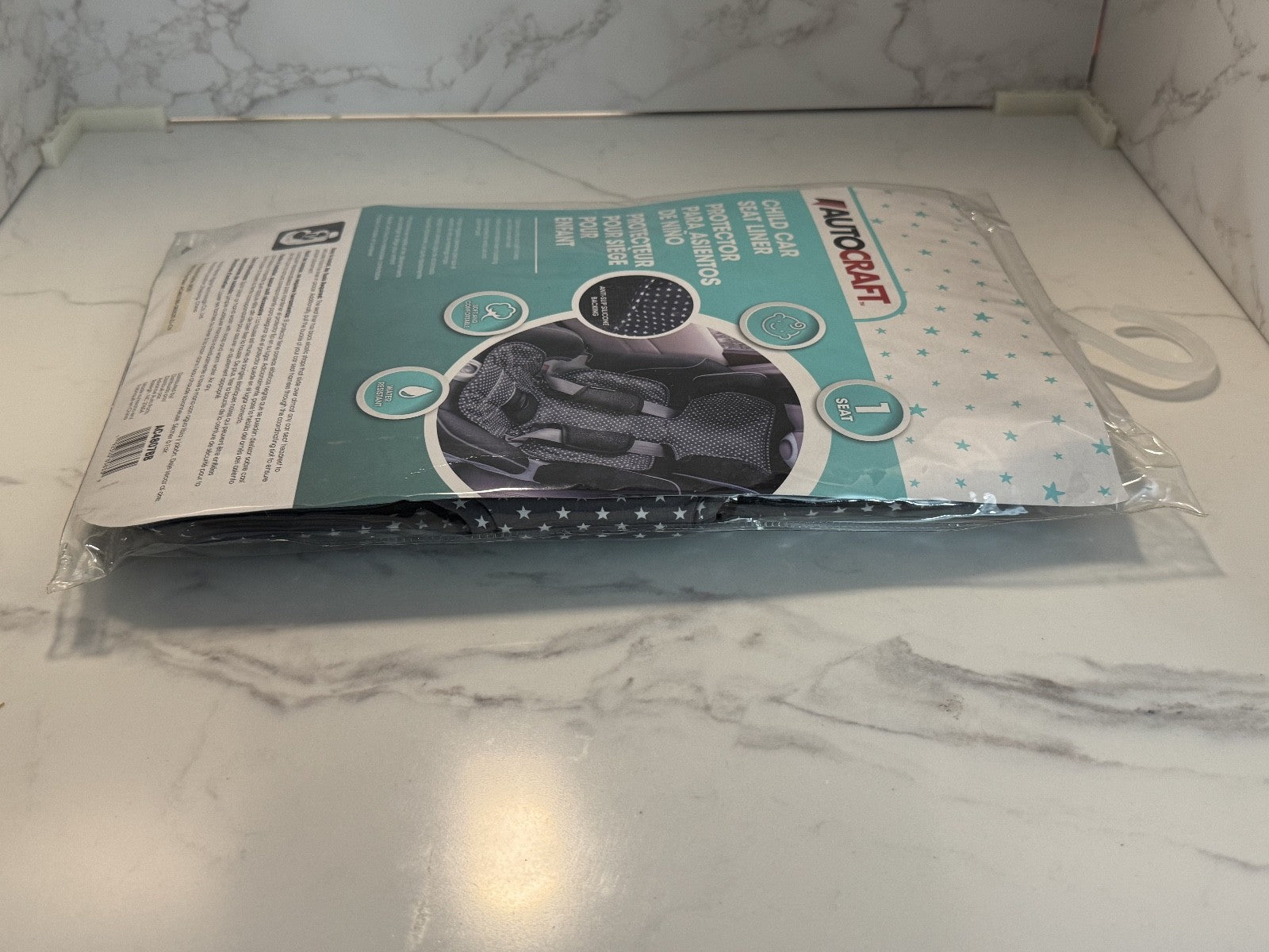 Autocraft Child Car Seat Liner Protector Gray White Stars NEW