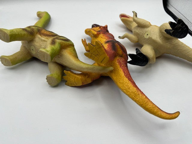 3pc Vintage Dinosaur Toys Lot, 8 Inch Play Toys, Pre-owned, Excellent Condition